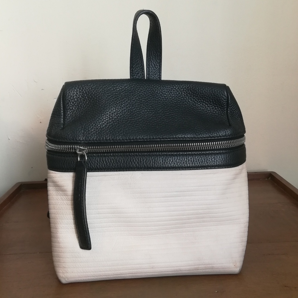 Kara bag black and cream leather mini backpack